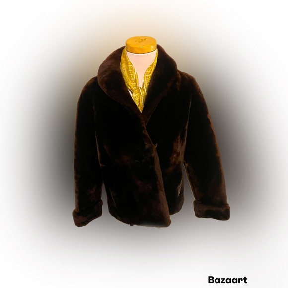 Vintage 1950’s Chocolate Lamb Fur Coat - Picture 1 of 12